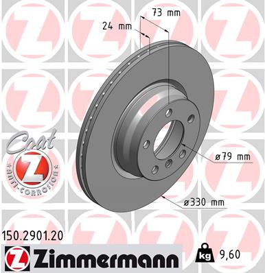 ZIMMERMANN 150290120 Диск тормозной передний! 330 mm BMW F30 2.8i 11>