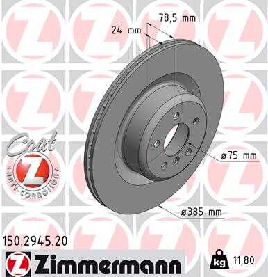 ZIMMERMANN 150294520 Диск тормозной! с покрытием BMW X5 E70/E71/F16/F15/F86/E72/F85 3.0/4.8-5.0/4.0D 10-18