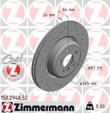 ZIMMERMANN 150294652 Диск тормозной передний! Sport BMW F01/F07/F10/F11 2.0-3.0i/D 10>