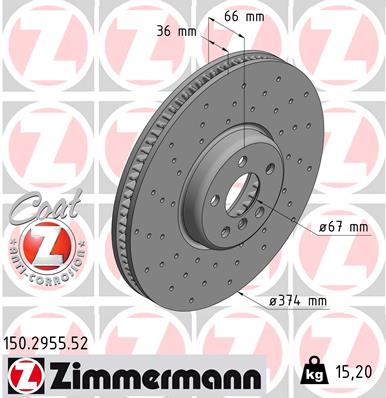 ZIMMERMANN 150295552 Диск тормозной