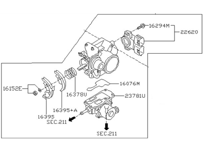 NISSAN 16119AU00A Патрубок дроссельной заслонки