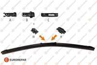 EUROREPAR 1635454280 ПЛОСКАЯ ЩЕТКА L400 HOOK + U + M +