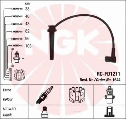 NGK 1644 Комплект проводов зажигания