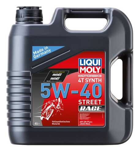 LIQUIMOLY 1685 LiquiMoly 5W40 Motorbike 4T Synth Street Race (4L) масло мотор.! для мотоц. синт. api SM, ACEA A3