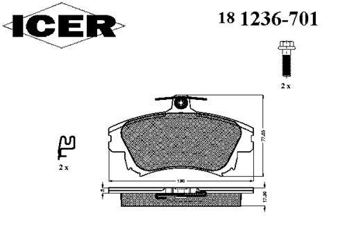 ICER 181236-701 Колодки дисковые передние Volvo S40/V40 1.6i-1.9Di 97-03