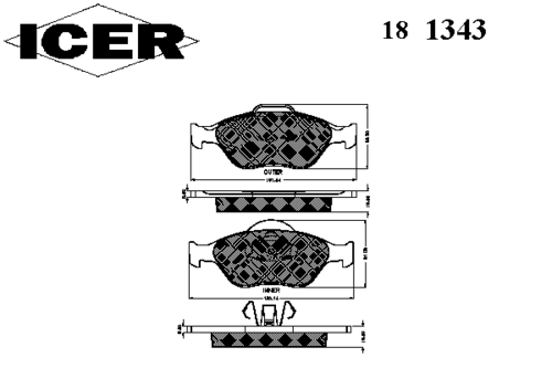 ICER 181343 Колодки дисковые передние Ford Fiesta 1.3-1.6/1.4TDCi/1.8Di 00>