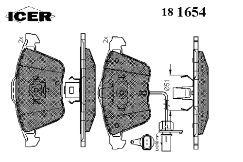 ICER 181654 Колодки дисковые передние Audi A8 3.0-4.0DT 02>