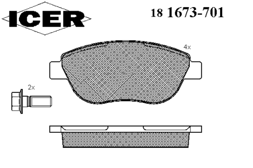 ICER 181673-701 Колодки дисковые передние Fiat Idea 1.9JTD 03>#