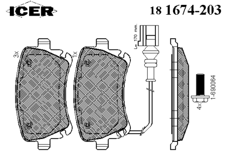 ICER 181674-203 Колодки дисковые задние! VWT5/Caravelle 2.0i/3.2i/1.9TDi/2.5TDi 03>
