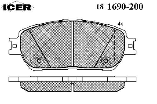 ICER 181690-200 Колодки дисковые передние! Toyota Previa 3.0 00-05, Lexus ES 3.0/3.3 01-06