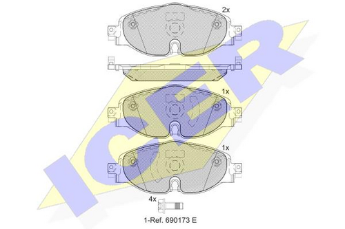 ICER 182111-204 Колодки дисковые передние! A3, VW Golf VII/Passat VIII 1.2TSI-1.8TFSI/2.0TDI 12>