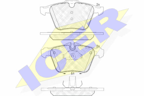 ICER 182149 Колодки дисковые передние! Jaguar F-Type/XJ 3.0/5.0/3.0D 09>