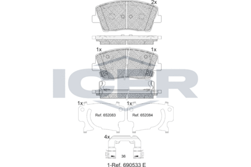 ICER 182368 Колодки торм. перед.! Hyundai G70