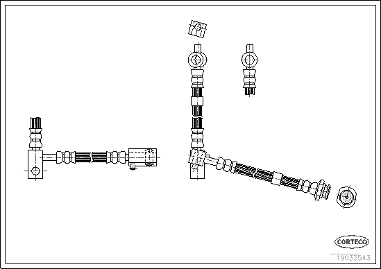 CORTECO 19033543 Шланг тормозной передний правый! L=610 Nissan Micra (K12) 1.0-1.6 03>