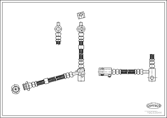 CORTECO 19033544 Шланг тормозной передний левый! Nissan Micra 1.0-1.6 03>/Note 1.4/1.6 06>