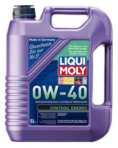 LIQUIMOLY 1923 LiquiMoly 0W40 Synthoil Energy (5L) масло мотор.! син. api SM/CF,ACEA A3/B4,VW 502.00/505.00,MB 229.3