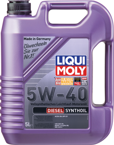 LIQUIMOLY 1927 LiquiMoly 5W40 Diesel Synthoil (5L) масло мотор.! син. api CF,ACEA B4-04: MB 229.3,BMW LL-98,VW505.00