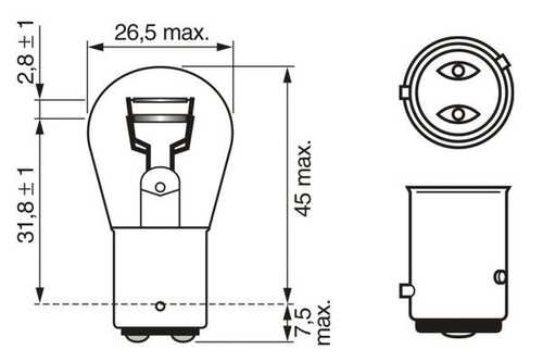 BOSCH 1 987 302 215 Лампа накаливания, фонарь сигнала тормож./ задний габ. огонь