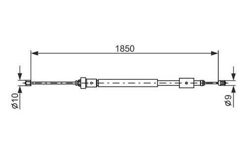 BOSCH 1987477595 Трос ручника задний L=1850/1508! Peugeot Partner,Citroen Berlingo 1.1-2.0 96>