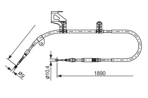 BOSCH 1987477803 Трос ручника! L=1890/1577,d=6/10,4 лев. vw Passat all 96>