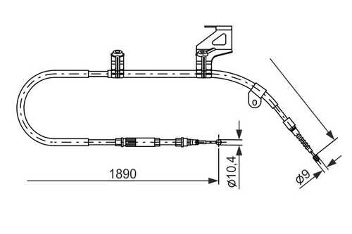 BOSCH 1987477804 Трос ручника! L=1890/1577,d=6/10,4 прав. vw Passat all 96>