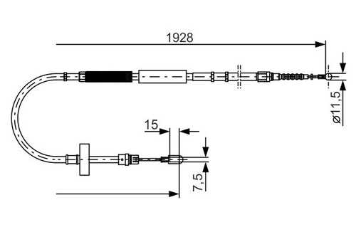 BOSCH 1 987 477 922 Трос ручника левый! L=1928 Audi A4 1.6/1.8T/2.0/2.4/3.0/1.9TDi/2.5TDi 00-04