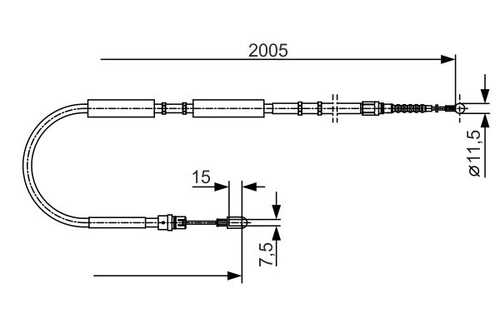 BOSCH 1 987 477 923 Трос ручника! L=2005/1843 Audi A4 1.6/1.8/2.4/2.0TFSi/1.9TDi/2.5TDi/2.7TDi 00-04