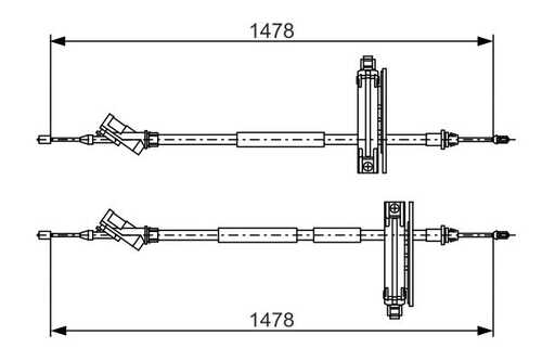 BOSCH 1987477932 Трос ручника л.+п. Ford Focus all 98-04 drum