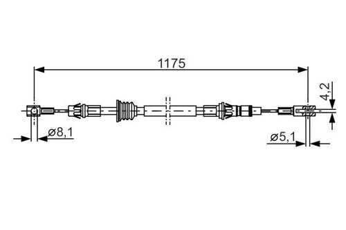 BOSCH 1 987 482 012 Трос ручного тормоза передний! L=1175/946 Nissan Interstar 02>, Opel Movano 98>