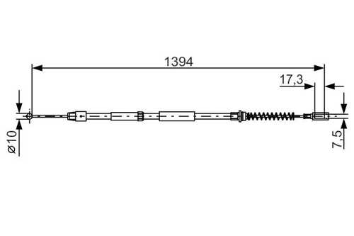 BOSCH 1987482033 Трос ручного! тормоза L=1394,d=10MB,VAG