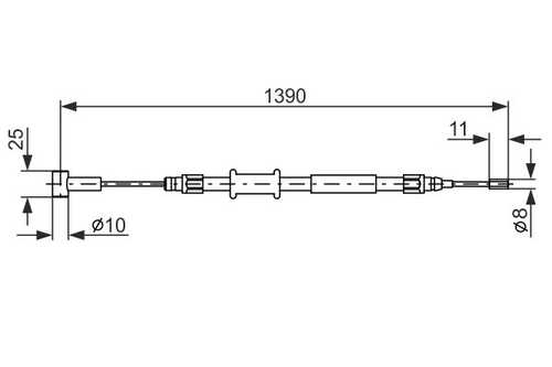 BOSCH 1987482213 Трос ручника! L=1390/1075 Peugeot Boxer, Citroen Jumper 2.2HDi/3.0HDi 06>