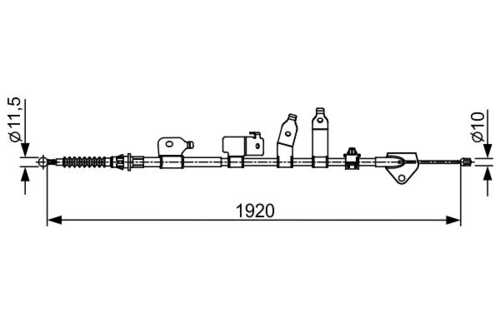 BOSCH 1987482438 Трос ручника задний правый! L=1920 Toyota Auris 1.3-1.6/1.4D/2.0D 06>