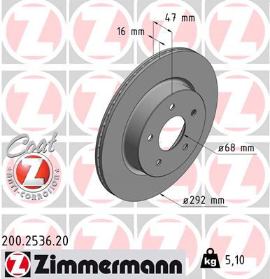 ZIMMERMANN 200.2536.20 Диск тормозной