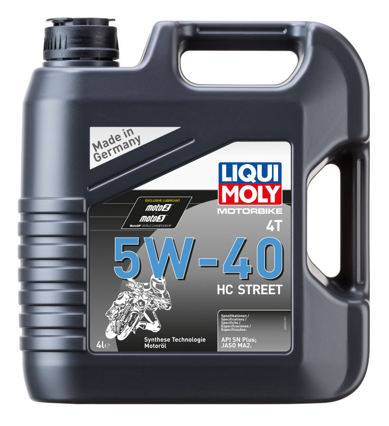 LIQUIMOLY 20751 LiquiMoly 5W40 Motorbike 4T HC Street (4L) масло моторное! HC-синт., для мотоц. API-SN, JASO MA-2