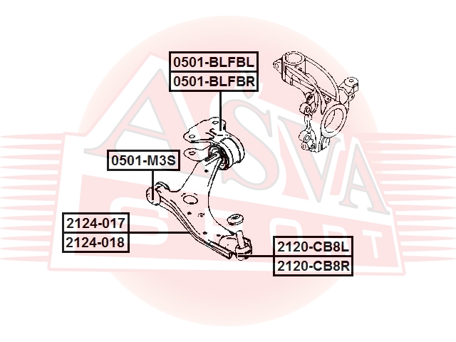 ASVA 2120-CB8L Опора шаровая передняя нижняя левая