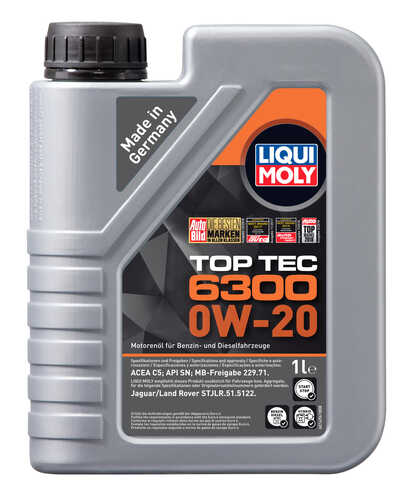 LIQUIMOLY 21216 Масло моторное синтетическое универсальное'liqui MOLY TOP тес 6300' 0W-20 1Л;Масло моторное Liqui Moly Top Tec 6300 0W-20 fully synthetic 1 л.