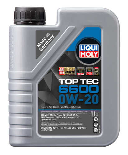 LIQUIMOLY 21410 LiquiMoly нс-синт. мот. масло Top Tec 6600 0W-20 SP C6/C5 GF-6A (1л);Масло моторное Liqui Moly Top Tec 6600 0W-20 fully synthetic 1 л.