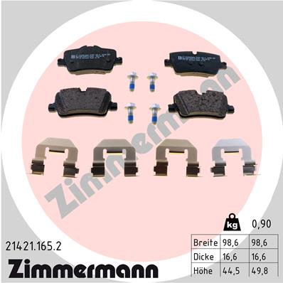 ZIMMERMANN 214211652 Колодки дисковые задние! BMW 2/X1 F45/F46 14>