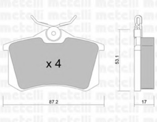 METELLI 22-0100-1 Колодки дисковые задние! VW Sharan 1.8iT/2.0i/1.9TDi 95-00;Комплект тормозных колодок, дисковый тормоз