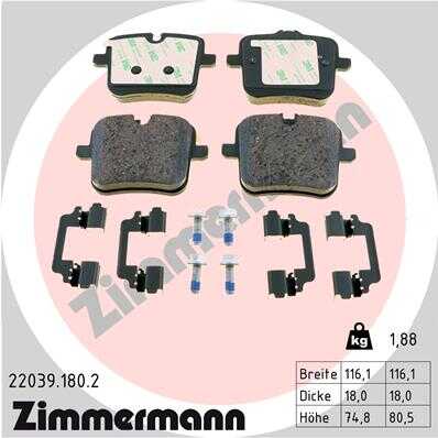 ZIMMERMANN 220391802 Колодки дисковые задн.! с антискрип. пл. BMW F10/F11 3.5i/5.0i/3.5d 10>