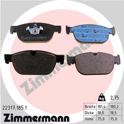 ZIMMERMANN 223171851 Колодки дисковые перед. 180x75x18 Volvo XC90 II/S90 II/V90 II 14>