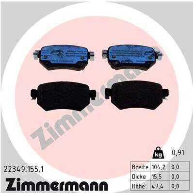 ZIMMERMANN 223491551 Колодки дисковые задние! с антискрип. пластинами Mazda 6 GJ 12>