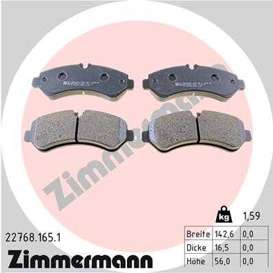 ZIMMERMANN 22768.165.1 Колодки дисковые перед. 143x56x17 Toyota Camry 2.5 18>