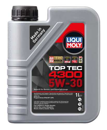 LIQUIMOLY 2323 LiquiMoly 5W30 Top Tec 4300 (1L) масло мотор.! синт. API SM/CF, ACEA A1/B1-04, A5/B5, C2-04