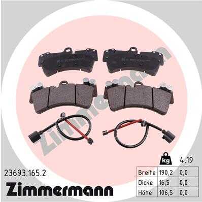 ZIMMERMANN 23693.165.2 Колодки дисковые передние! диск 18' VW Touareg 2.5TDi/3.2i V6/4.2i V8/5.0 V10 02>