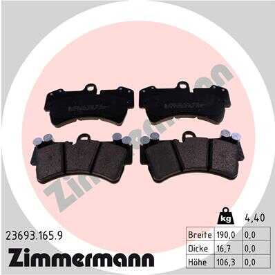 ZIMMERMANN 23693.165.9 Колодки дисковые передние! диск 18' VW Touareg 3.2i/4.2i/2.5TDi/5.0TDi 02>