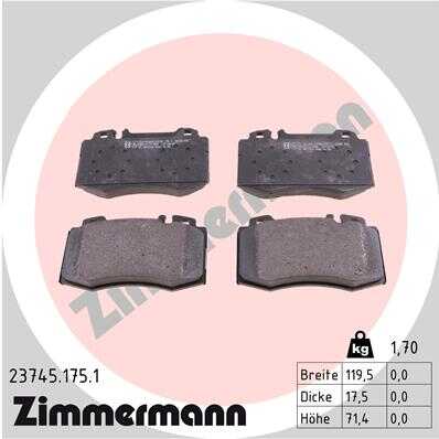 ZIMMERMANN 237451751 Колодки дисковые перед. 120x71x18 MB W220/W211 02>