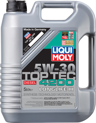 LIQUIMOLY 2376 LiquiMoly 5W30 Top Tec 4200 DIESEL (5L) масло мотор.! син. acea C3: VW 507 00,MB 229.51, BMW LL-04