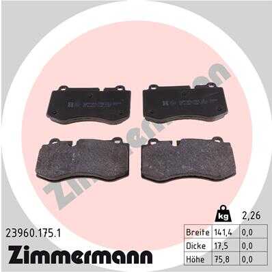 ZIMMERMANN 239601751 Колодки дисковые перед. 141x76x18 MB W221 3.5/5.0/6.0/3.2CDi 05>