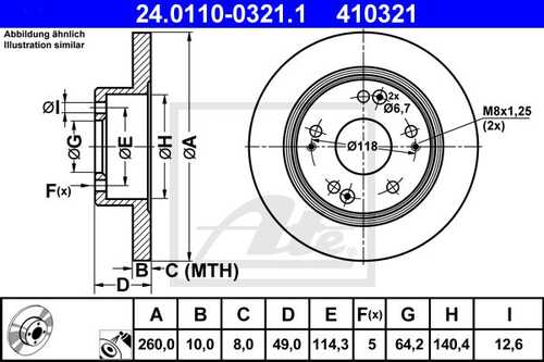 ATE 24.0110-0321.1 Диск тормозной задний! Honda Accord 2.0/2.4/2.2CTDi 03>